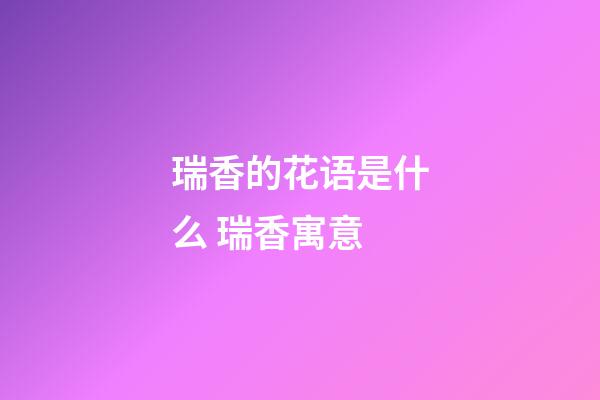 瑞香的花语是什么 瑞香寓意